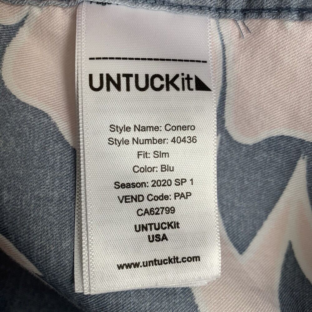UNTUCKit Shirt Mens XL Floral Gray Pink Hawaiian Slim Fit Cotton Button Up - Picture 4 of 7